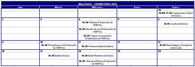 Cadro exhibicións